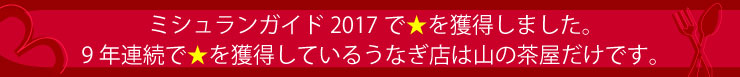 7年連続でミシュランの星を獲得したうなぎ店は山の茶屋だけ!